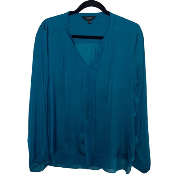 Simply Vera Vera Wang Blue Long Sleeve Blouse with Mandarin Collar. Size XL. - Picture 1 of 12